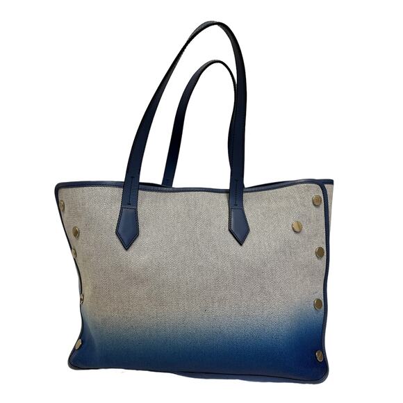 GIVENCHY PARIS Gray Blue Ombre Canvas Logo Bond Tote Shopper Shoulder Bag - Picture 5 of 13